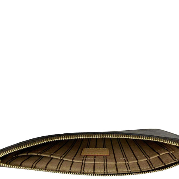 LOUIS VUITTON Neverfull Monogram Canvas Pochette Wristlet Brown