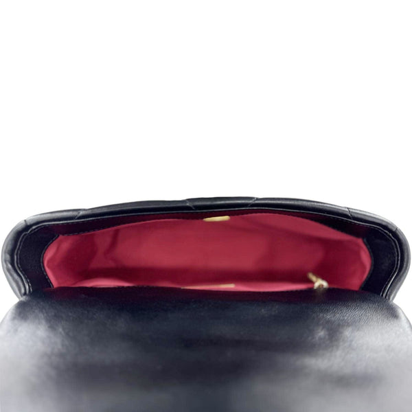 CHANEL 19 Flap Shiny Lambskin Leather Shoulder Bag Black