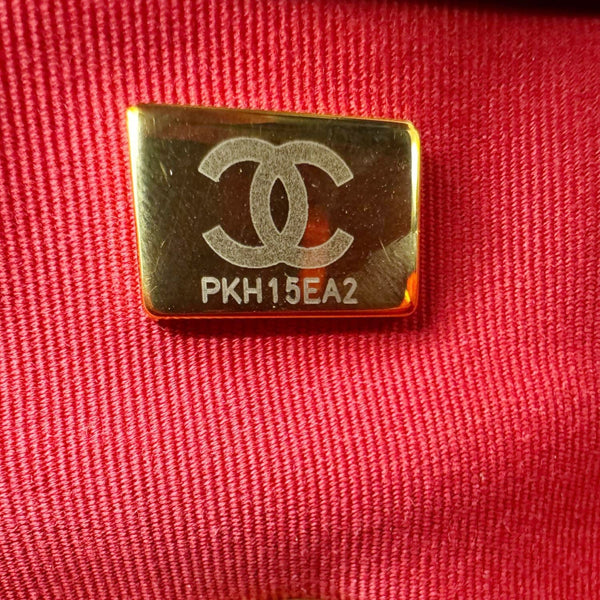 CHANEL 19 Flap Shiny Lambskin Leather Shoulder Bag Black