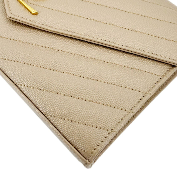 YVES SAINT LAURENT Cassandre Leather Wallet On Chain Crossbody Bag Nude Powder