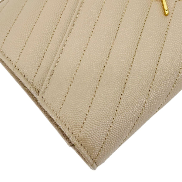 YVES SAINT LAURENT Cassandre Leather Wallet On Chain Crossbody Bag Nude Powder