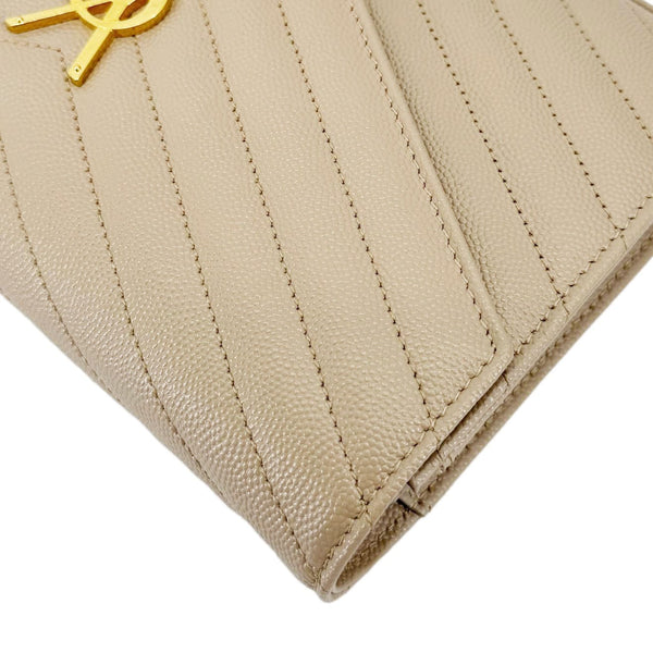 YVES SAINT LAURENT Cassandre Leather Wallet On Chain Crossbody Bag Nude Powder