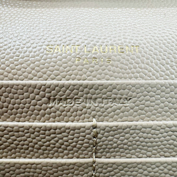 YVES SAINT LAURENT Cassandre Leather Wallet On Chain Crossbody Bag Nude Powder