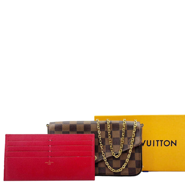 LOUIS VUITTON Felicie Pochette Damier Ebene Crossbody Bag Brown