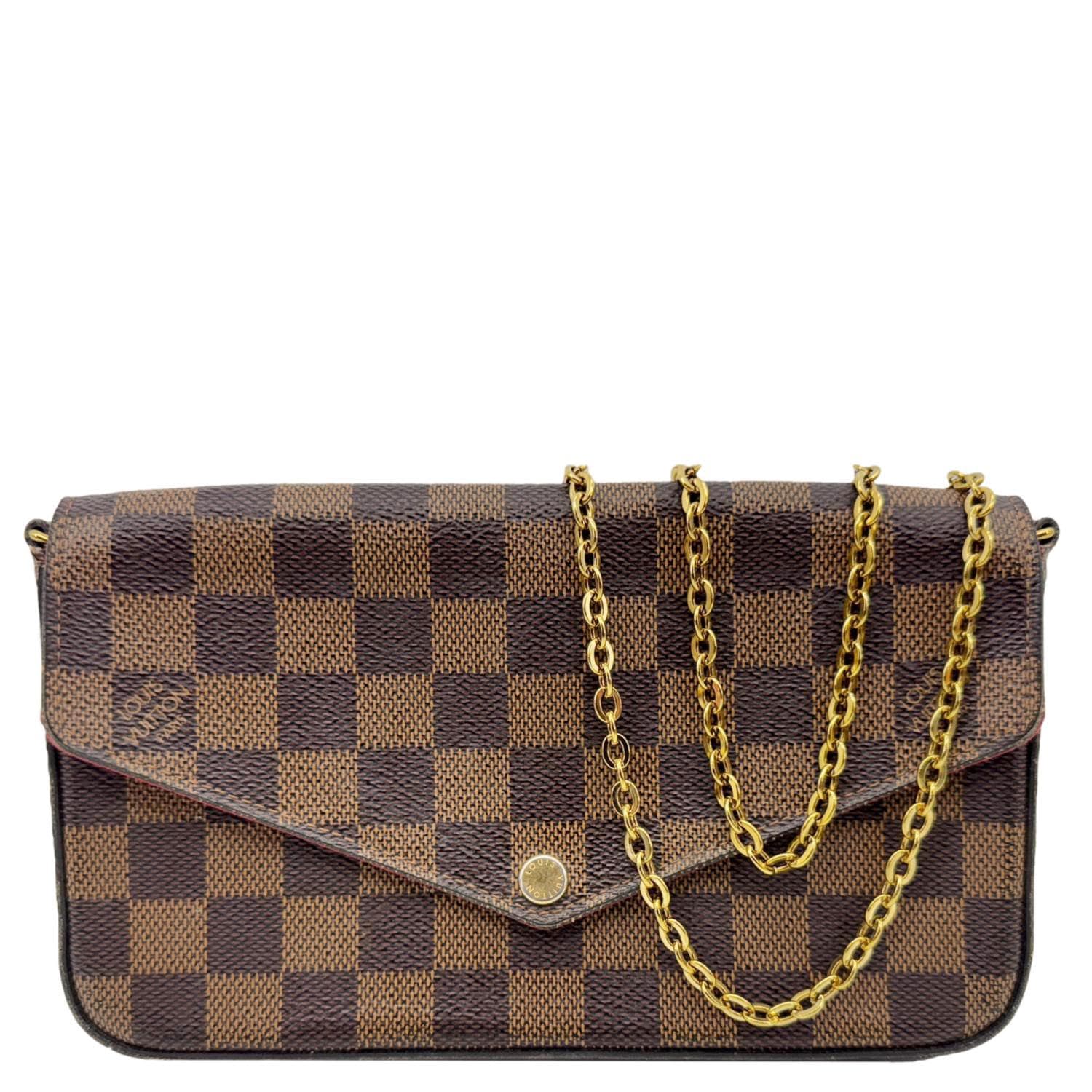 LOUIS VUITTON Felicie Pochette Damier Ebene Crossbody Bag Brown