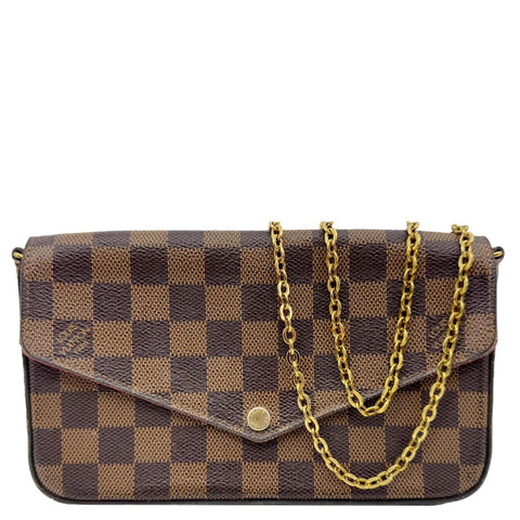 LOUIS VUITTON Felicie Pochette Damier Ebene Crossbody Bag Brown
