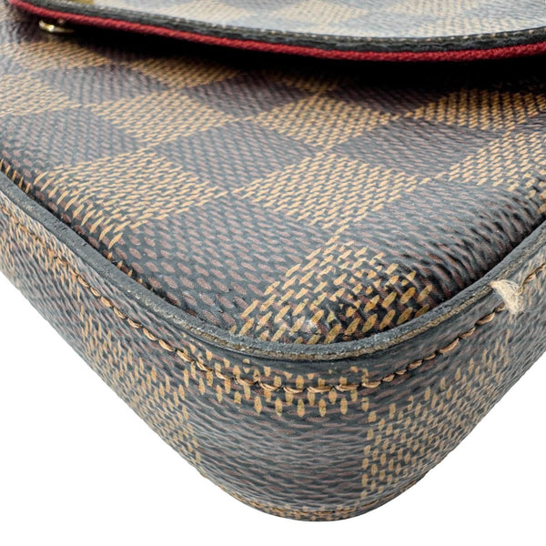 LOUIS VUITTON Felicie Pochette Damier Ebene Crossbody Bag Brown