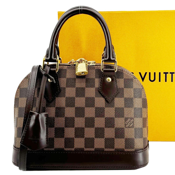 LOUIS VUITTON Alma BB Damier Ebene Satchel Shoulder Bag Brown