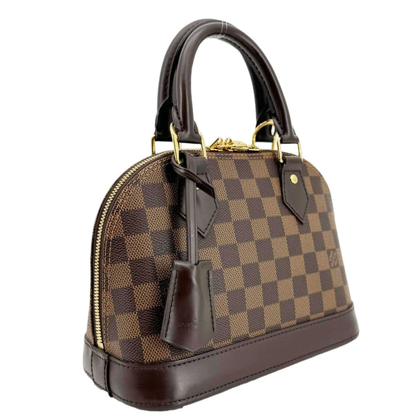 LOUIS VUITTON Alma BB Damier Ebene Satchel Shoulder Bag Brown