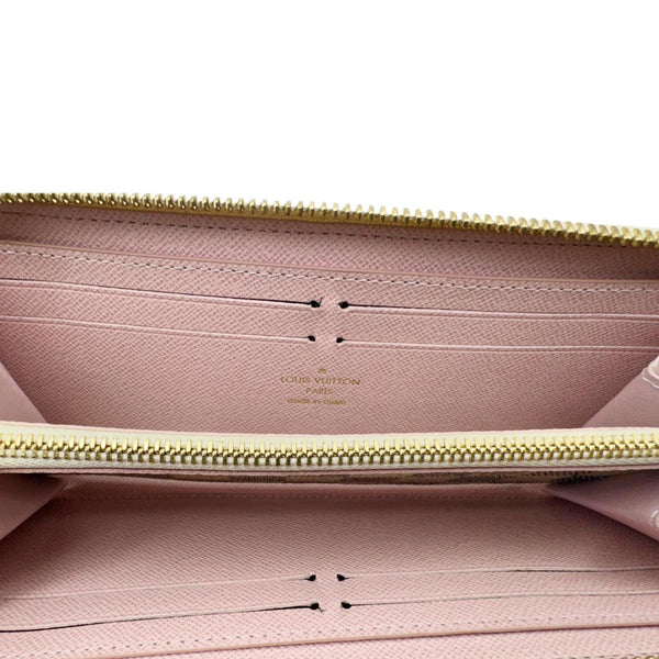 LOUIS VUITTON Studded Clemence Damier Azur Wallet Rose Ballerine