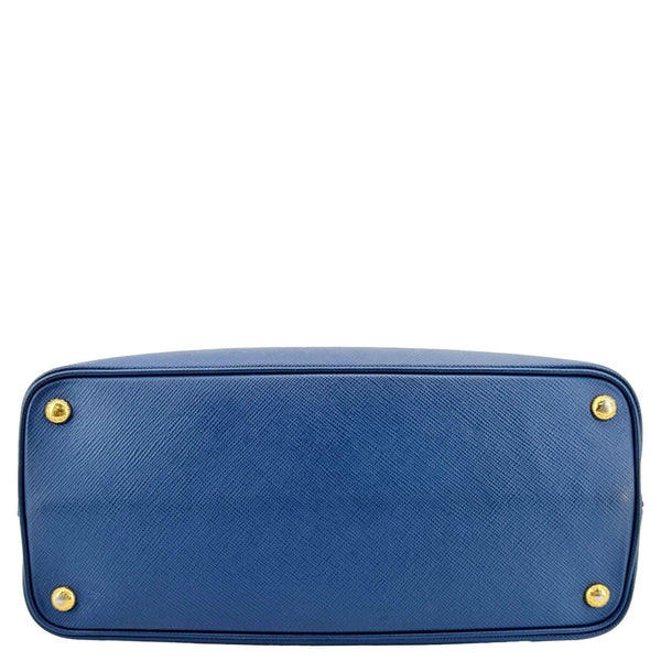 PRADA Double Handle Medium Saffiano Leather Shoulder Bag Navy Blue