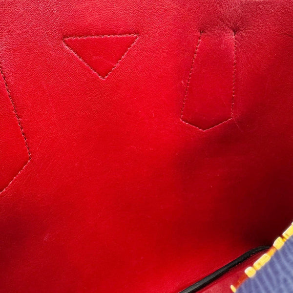 PRADA Double Handle Medium Saffiano Leather Shoulder Bag Navy Blue