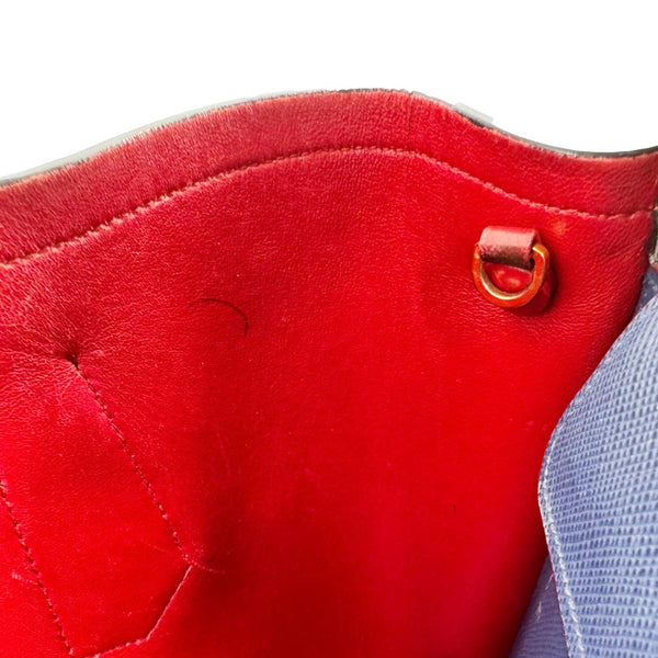 PRADA Double Handle Medium Saffiano Leather Shoulder Bag Navy Blue