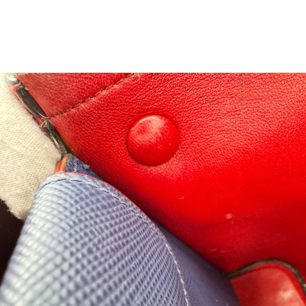 PRADA Double Handle Medium Saffiano Leather Shoulder Bag Navy Blue