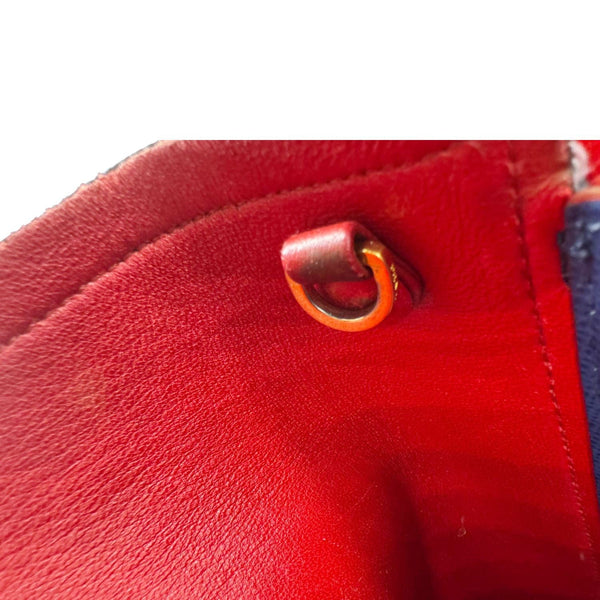 PRADA Double Handle Medium Saffiano Leather Shoulder Bag Navy Blue