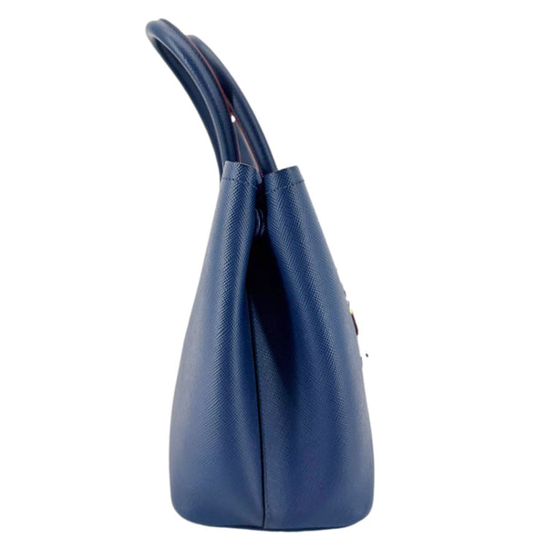 PRADA Double Handle Medium Saffiano Leather Shoulder Bag Navy Blue