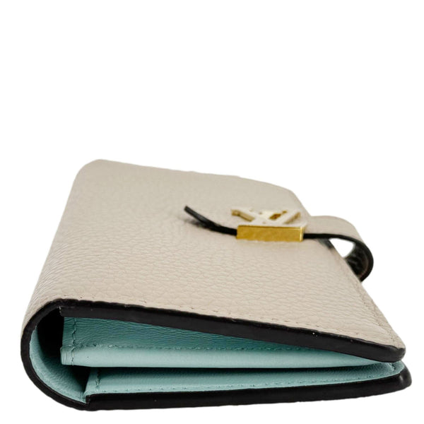 LOUIS VUITTON Grained Taurillon Leather Vertical Wallet Galet Beige