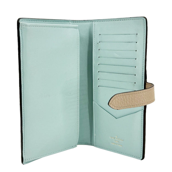 LOUIS VUITTON Grained Taurillon Leather Vertical Wallet Galet Beige