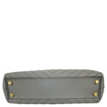 YVES SAINT LAURENT Chevron Grain De Poudre Leather Shopping Tote Bag Grey