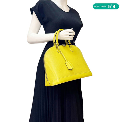 LOUIS VUITTON Alma PM Epi Leather Yellow Satchel Bag - Model Carrying