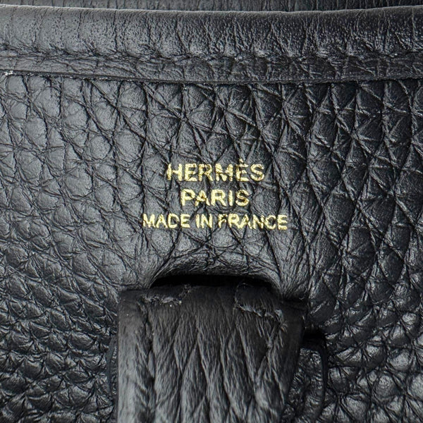 HERMES Evelyne TPM 16 Amazone Clemence Leather Crossbody Bag Black