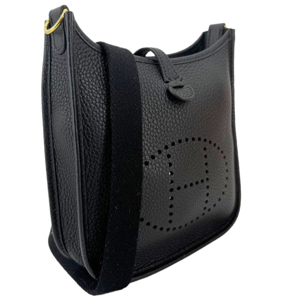 HERMES Evelyne TPM 16 Amazone Clemence Leather Crossbody Bag Black