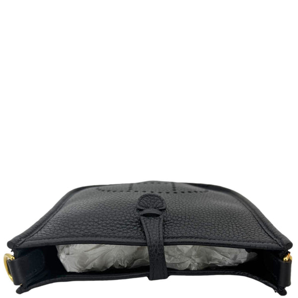 HERMES Evelyne TPM 16 Amazone Clemence Leather Crossbody Bag Black