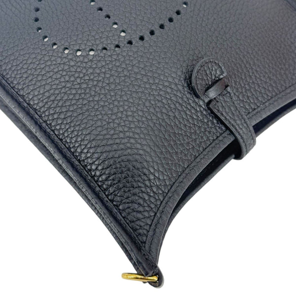 HERMES Evelyne TPM 16 Amazone Clemence Leather Crossbody Bag Black
