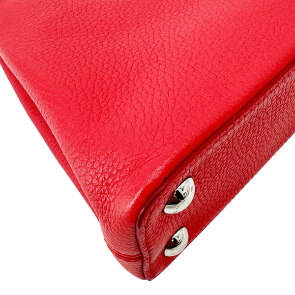 LOUIS VUITTON Capucines BB Python Handle Leather Satchel Shoulder Bag Red