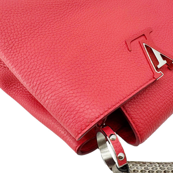 LOUIS VUITTON Capucines BB Python Handle Leather Satchel Shoulder Bag Red