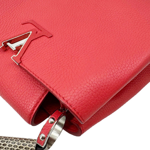 LOUIS VUITTON Capucines BB Python Handle Leather Satchel Shoulder Bag Red