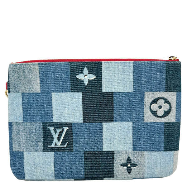 LOUIS VUITTON City Denim Wristlet Pouch Blue Rouge