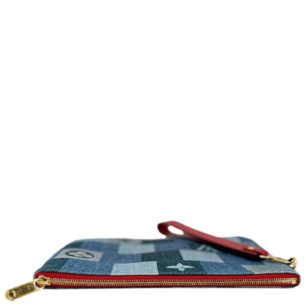 LOUIS VUITTON City Denim Wristlet Pouch Blue Rouge