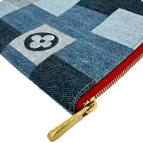 LOUIS VUITTON City Denim Wristlet Pouch Blue Rouge
