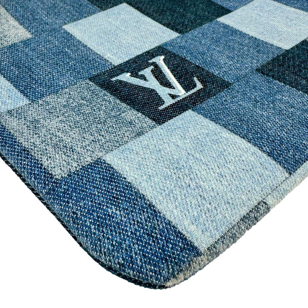 LOUIS VUITTON City Denim Wristlet Pouch Blue Rouge