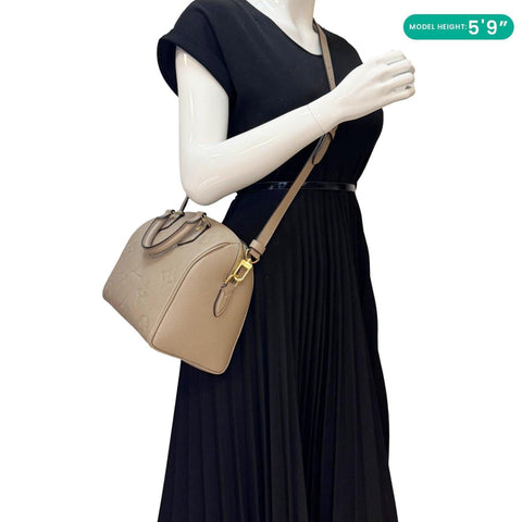 LOUIS VUITTON Speedy Bandouliere 25 Monogram Empreinte Shoulder Bag Beige