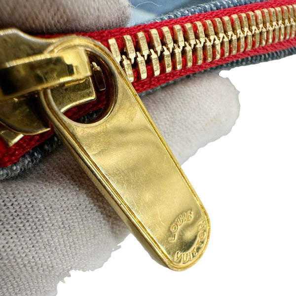 LOUIS VUITTON City Denim Wristlet Pouch Blue Rouge