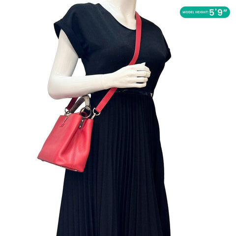 LOUIS VUITTON Capucines BB Python Handle Leather Satchel Shoulder Bag Red