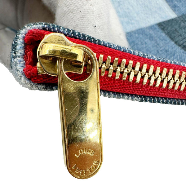 LOUIS VUITTON City Denim Wristlet Pouch Blue Rouge