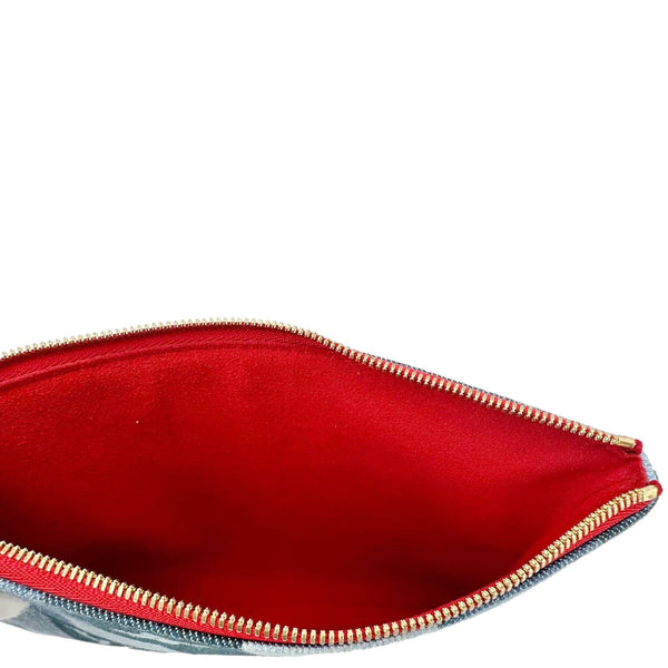 LOUIS VUITTON City Denim Wristlet Pouch Blue Rouge
