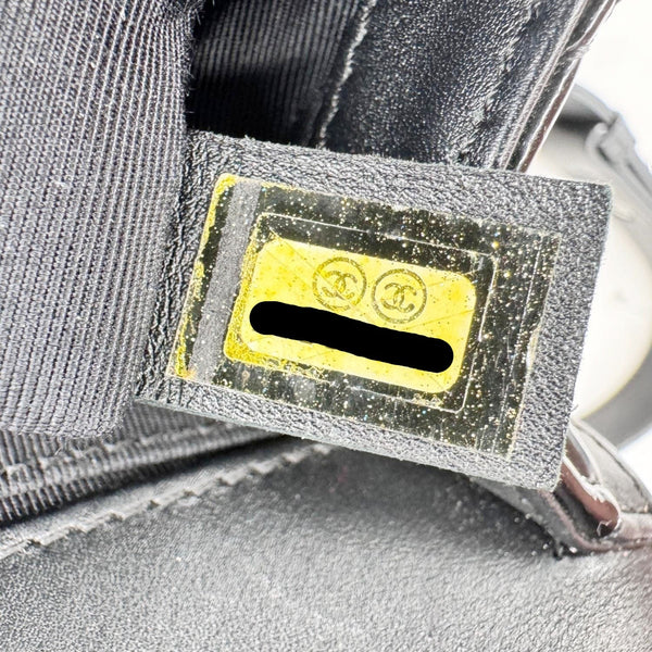 CHANEL Boy Flap Medium Chevron Patent Leather Crossbody Bag Black