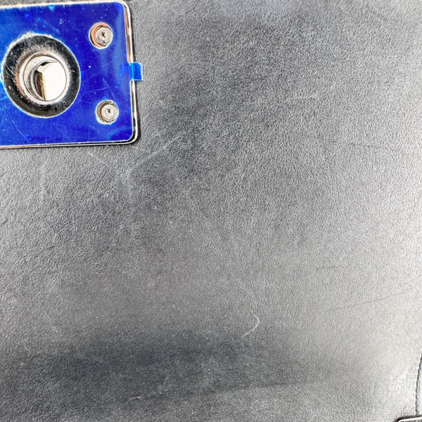 CHANEL Boy Flap Medium Chevron Patent Leather Crossbody Bag Black