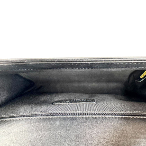 CHANEL Boy Flap Medium Chevron Patent Leather Crossbody Bag Black