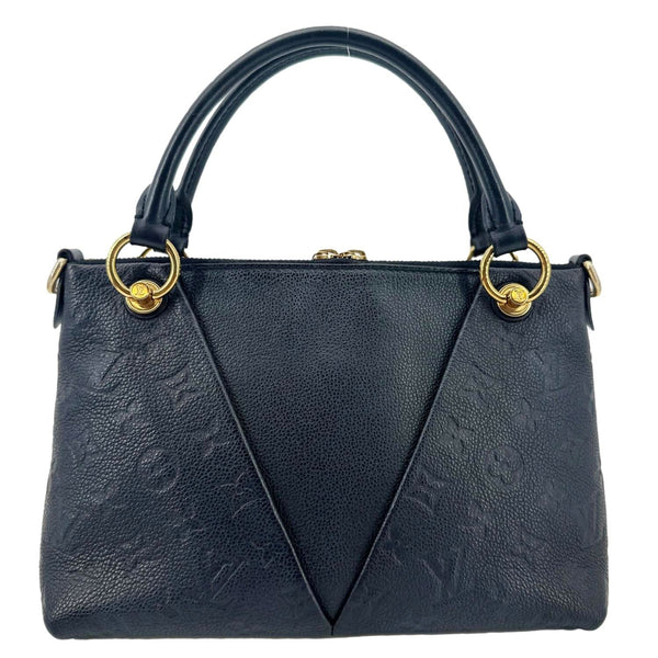 LOUIS VUITTON V BB Monogram Empreinte Tote Shoulder Bag Navy Blue