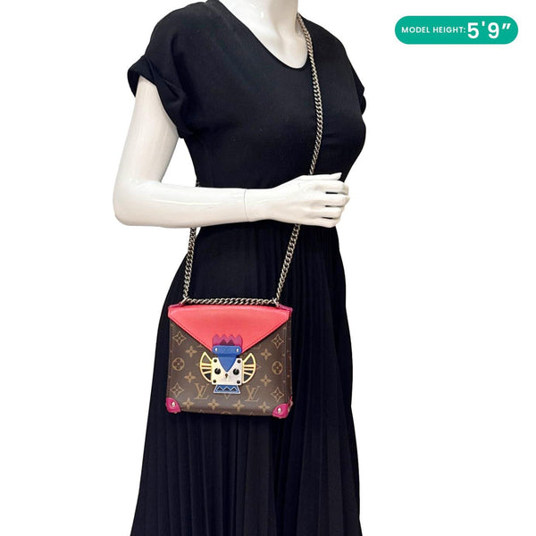 LOUIS VUITTON Tribal Mask PM Monogram Canvas Chain Pochette Crossbody Bag Multicolor