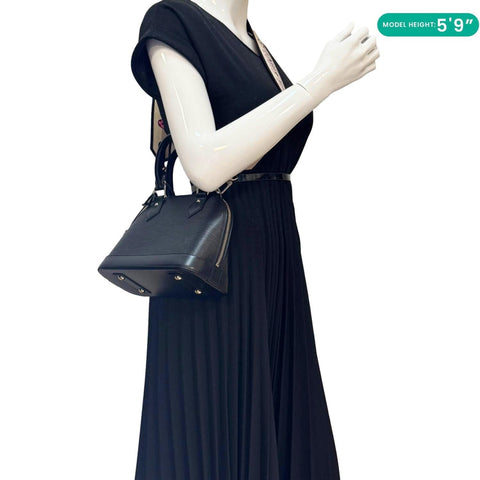 LOUIS VUITTON Alma BB Jacquard Epi Leather Crossbody Bag Black
