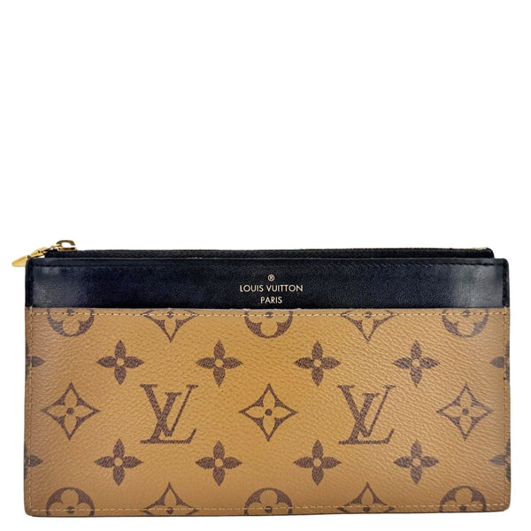 LOUIS VUITTON Slim Purse Monogram Reverse Canvas Wallet Brown