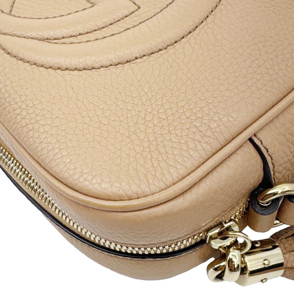 GUCCI Soho Disco Leather Camera Crossbody Bag Beige 308864