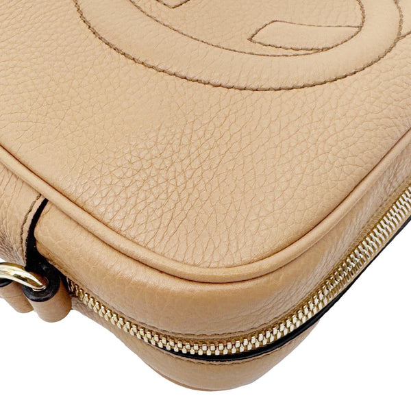 GUCCI Soho Disco Leather Camera Crossbody Bag Beige 308864