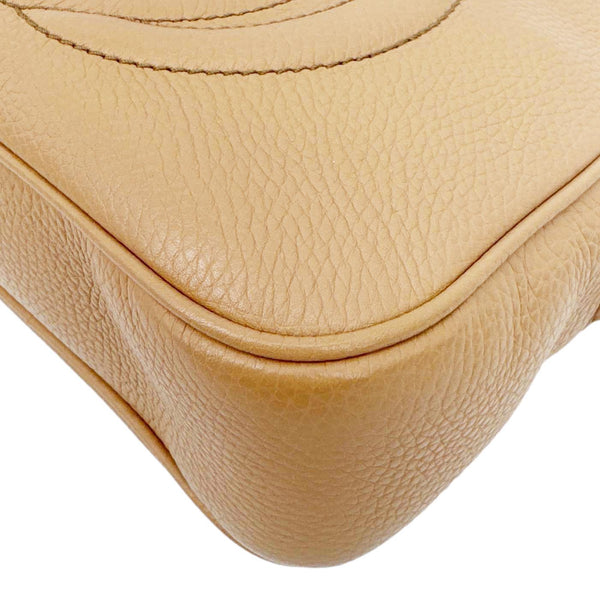 GUCCI Soho Disco Leather Camera Crossbody Bag Beige 308864